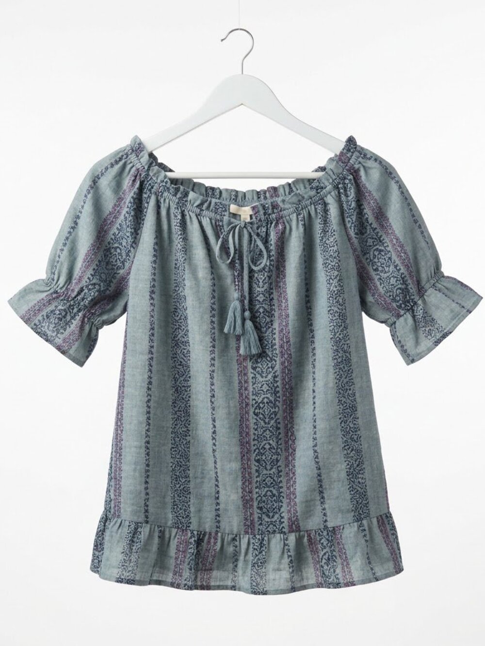 PinkBlush Size Small Floral Peasant Blouse - Blue & Purple - Boho Style
